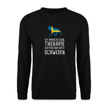 Keine Therapie SCHWEDEN Sverige Elch Geschenk - Unisex Pullover - Schwarz - Vorne - Alina (178cm) & Michal (187cm)