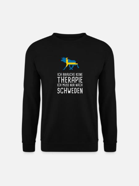Keine Therapie SCHWEDEN Sverige Elch Geschenk - Unisex Pullover - Schwarz