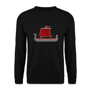 Viking ship - Unisex Sweatshirt - black - Front - Alina (178cm) & Michal (187cm)