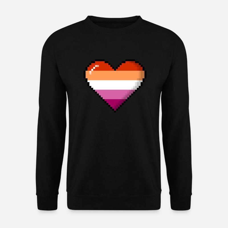Lesbenstolz 8Bit Pixel Herz - Unisex Pullover - Schwarz