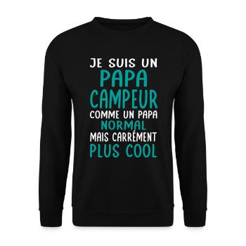 Papa campeur comme papa normal plus cool - Sweat-shirt Unisexe - noir - Devant - Alina (178cm) & Michal (187cm)