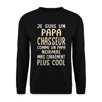 Papa chasseur comme papa normal plus cool - Sweat-shirt Unisexe - noir - Devant - Alina (178cm) & Michal (187cm)