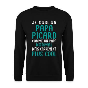Papa Picard comme un papa normal plus cool - Sweat-shirt Unisexe - noir - Devant - Alina (178cm) & Michal (187cm)