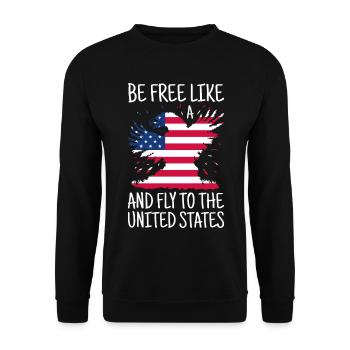USA Flagge Amerika Fahne Stars & Stripes Patriot - Unisex Pullover - Schwarz - Vorne - Alina (178cm) & Michal (187cm)