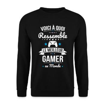 Voici à quoi ressemble le meilleur gamer au monde - Sweat-shirt Unisexe - noir - Devant - Alina (178cm) & Michal (187cm)