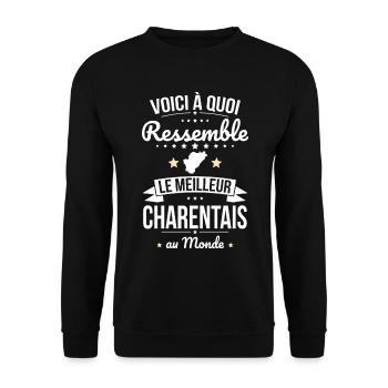 Voici à quoi ressemble le meilleur Charentais - Sweat-shirt Unisexe - noir - Devant - Alina (178cm) & Michal (187cm)