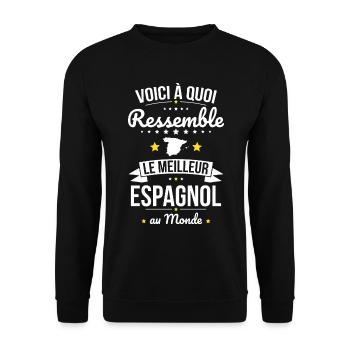 Voici à quoi ressemble le meilleur Espagnol - Sweat-shirt Unisexe - noir - Devant - Alina (178cm) & Michal (187cm)