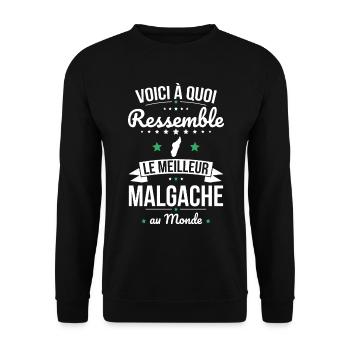 Voici à quoi ressemble le meilleur Malgache - Sweat-shirt Unisexe - noir - Devant - Alina (178cm) & Michal (187cm)