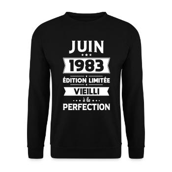 Anniversaire 40 ans - Juin 1983 Perfection - Sweat-shirt Unisexe - noir - Devant - Alina (178cm) & Michal (187cm)