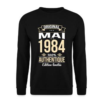 40-jähriges Jubiläum - Original - Mai 1984 - Unisex Pullover - Schwarz - Vorne - Alina (178cm) & Michal (187cm)