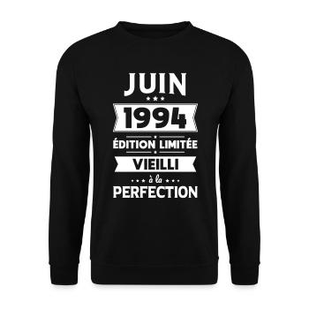 Anniversaire 30 ans - Juin 1994 Perfection - Sweat-shirt Unisexe - noir - Devant - Alina (178cm) & Michal (187cm)