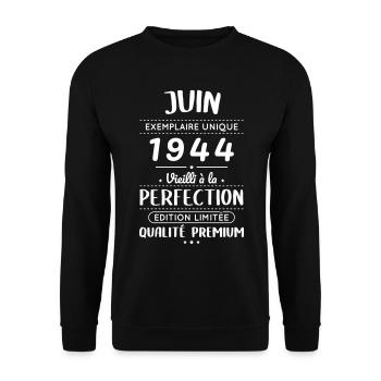 80th Anniversary - June 1944 Perfection - Unisex Sweatshirt - black - Front - Alina (178cm) & Michal (187cm)