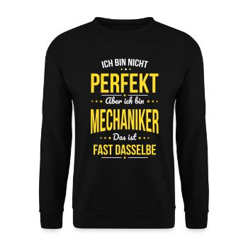 I'm not perfect, but I'm a mechanic - Unisex Sweatshirt - black - Front - Alina (178cm) & Michal (187cm)