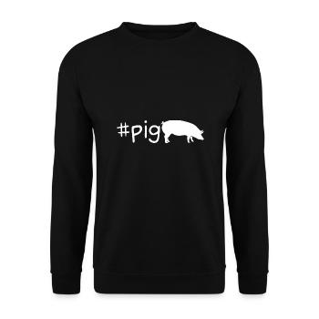 Funny Pig Hashtag - Unisex Sweatshirt - black - Front - Alina (178cm) & Michal (187cm)