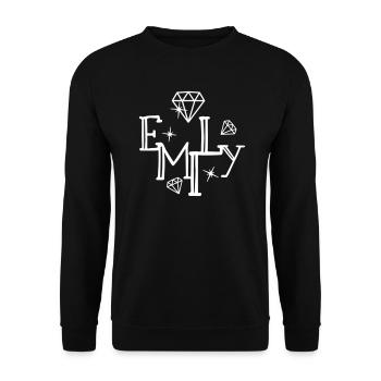 Name Emily First name Name day - Unisex Sweatshirt - black - Front - Alina (178cm) & Michal (187cm)