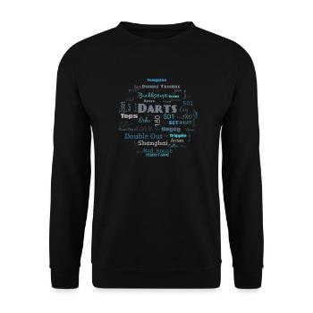 Dart - Word Cloud Blau - Unisex Pullover - Schwarz - Vorne - Alina (178cm) & Michal (187cm)