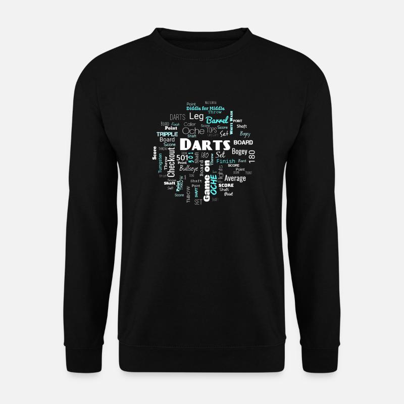 Darts Word Cloud en blanc et bleu - Sweat-shirt Unisexe - noir