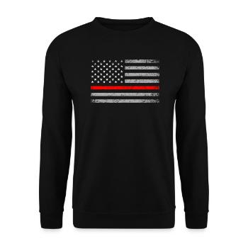 USA Flag Thin Red Line Fireman Firefighter - Unisex Sweatshirt - black - Front - Alina (178cm) & Michal (187cm)