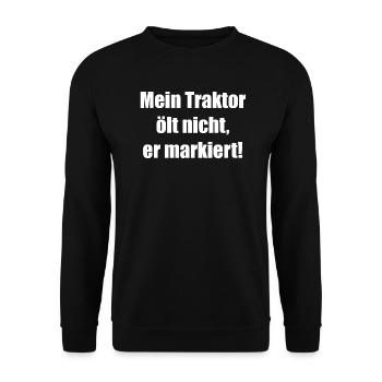 Mein Traktor ölt nicht er markiert! - Unisex Pullover - Schwarz - Vorne - Alina (178cm) & Michal (187cm)