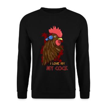 I Love My Cock - Unisex Pullover - Schwarz - Vorne - Alina (178cm) & Michal (187cm)