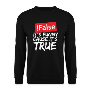 False It's Funny Cause It's True - Programmieren - Unisex Pullover - Schwarz - Vorne - Alina (178cm) & Michal (187cm)