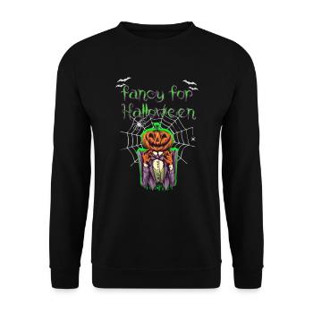 Drôle Halloween Pumpkin Gentleman T-shirt / Design - Sweat-shirt Unisexe - noir - Devant - Alina (178cm) & Michal (187cm)
