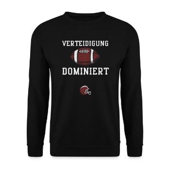 Verteidigung dominiert - Football - Unisex Pullover - Schwarz - Vorne - Alina (178cm) & Michal (187cm)