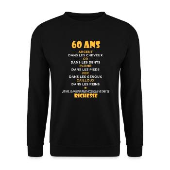 60 Ans Cadeau d anniversaire Drôle Cadeau 60 ans - Sweat-shirt Unisexe - noir - Devant - Alina (178cm) & Michal (187cm)