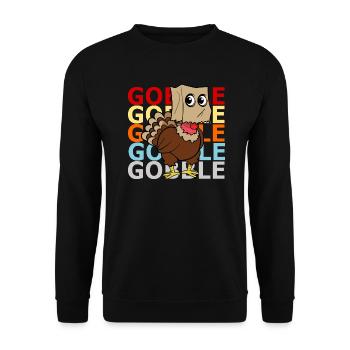 Retro Vintage Style Thanksgiving Truthahn Pute - Unisex Pullover - Schwarz - Vorne - Alina (178cm) & Michal (187cm)