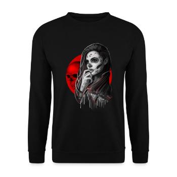 Sugar Skull Girl Hawk-Moth - Unisex Sweatshirt - black - Front - Alina (178cm) & Michal (187cm)