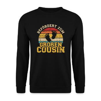 Großer Cousin - Unisex Pullover - Schwarz - Vorne - Alina (178cm) & Michal (187cm)