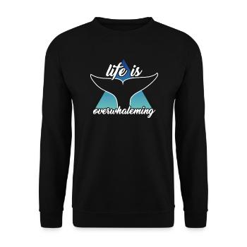 Life is overwhaleming Wal Orca jeu de mots - Sweat-shirt Unisexe - noir - Devant - Alina (178cm) & Michal (187cm)