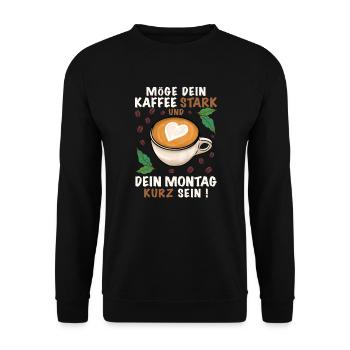 Kaffee trinken morgens - Unisex Pullover - Schwarz - Vorne - Alina (178cm) & Michal (187cm)