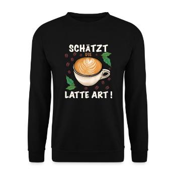 Kaffee Schätzt die Latte art - Unisex Pullover - Schwarz - Vorne - Alina (178cm) & Michal (187cm)