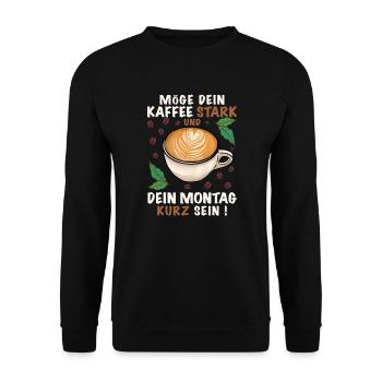 Kaffee trinken morgens - Unisex Pullover - Schwarz - Vorne - Alina (178cm) & Michal (187cm)