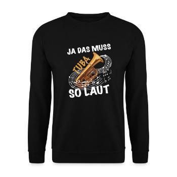 Tuba spielen laut - Unisex Pullover - Schwarz - Vorne - Alina (178cm) & Michal (187cm)