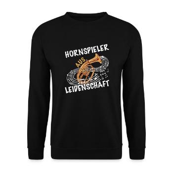 Hornspieler aus Leidenschaft Tenor - Unisex Pullover - Schwarz - Vorne - Alina (178cm) & Michal (187cm)