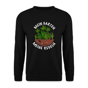 Mein Garten meine Regeln - Unisex Pullover - Schwarz - Vorne - Alina (178cm) & Michal (187cm)
