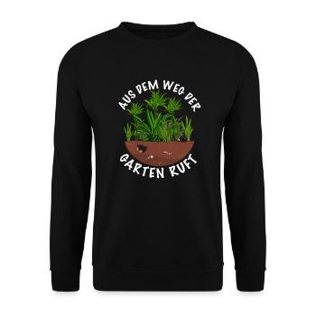 Der garten ruft nach Gartenarbeit - Unisex Pullover - Schwarz - Vorne - Alina (178cm) & Michal (187cm)