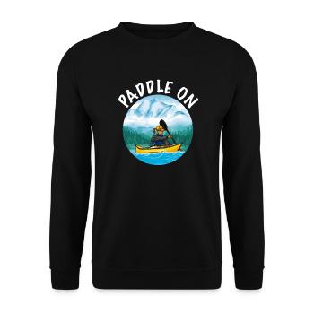 Kayaking as a whitewater kayak or lake kayak - Unisex Sweatshirt - black - Front - Alina (178cm) & Michal (187cm)
