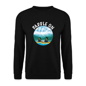 Kayaking as a whitewater kayak or lake kayak - Unisex Sweatshirt - black - Front - Alina (178cm) & Michal (187cm)