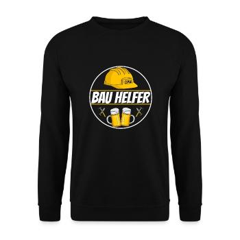 Bauhelfer ich bin hier wegen bier Baustelle - Unisex Pullover - Schwarz - Vorne - Alina (178cm) & Michal (187cm)