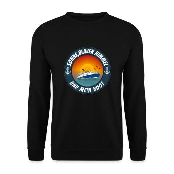 Sonne blauer Himmel und mein Boot - Unisex Pullover - Schwarz - Vorne - Alina (178cm) & Michal (187cm)