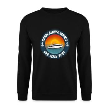 Sonne blauer Himmel und mein Boot - Unisex Pullover - Schwarz - Vorne - Alina (178cm) & Michal (187cm)