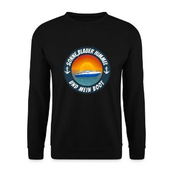 Sonne blauer Himmel und mein Boot - Unisex Pullover - Schwarz - Vorne - Alina (178cm) & Michal (187cm)