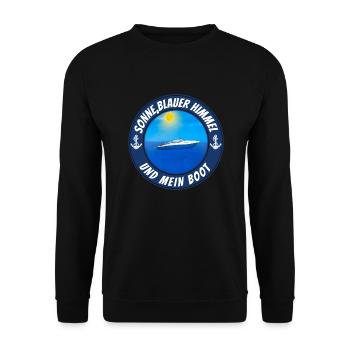 Sonne blauer Himmel und mein Boot - Unisex Pullover - Schwarz - Vorne - Alina (178cm) & Michal (187cm)