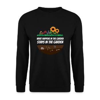 Gardener saying what happens in the garden - Unisex Sweatshirt - black - Front - Alina (178cm) & Michal (187cm)