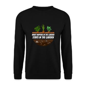 Gardener saying what happens in the garden - Unisex Sweatshirt - black - Front - Alina (178cm) & Michal (187cm)