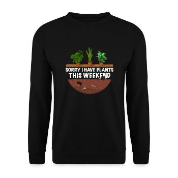 Lustiger Gärtner Spruch Sorry i have Plants - Unisex Pullover - Schwarz - Vorne - Alina (178cm) & Michal (187cm)