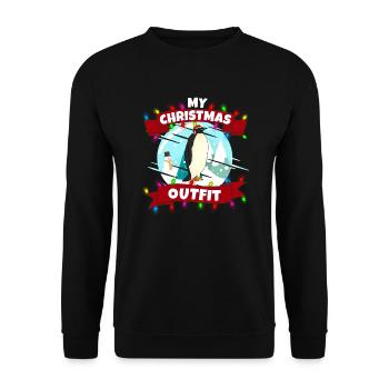Mein Weihnachten Outfit Pinguin - Unisex Pullover - Schwarz - Vorne - Alina (178cm) & Michal (187cm)